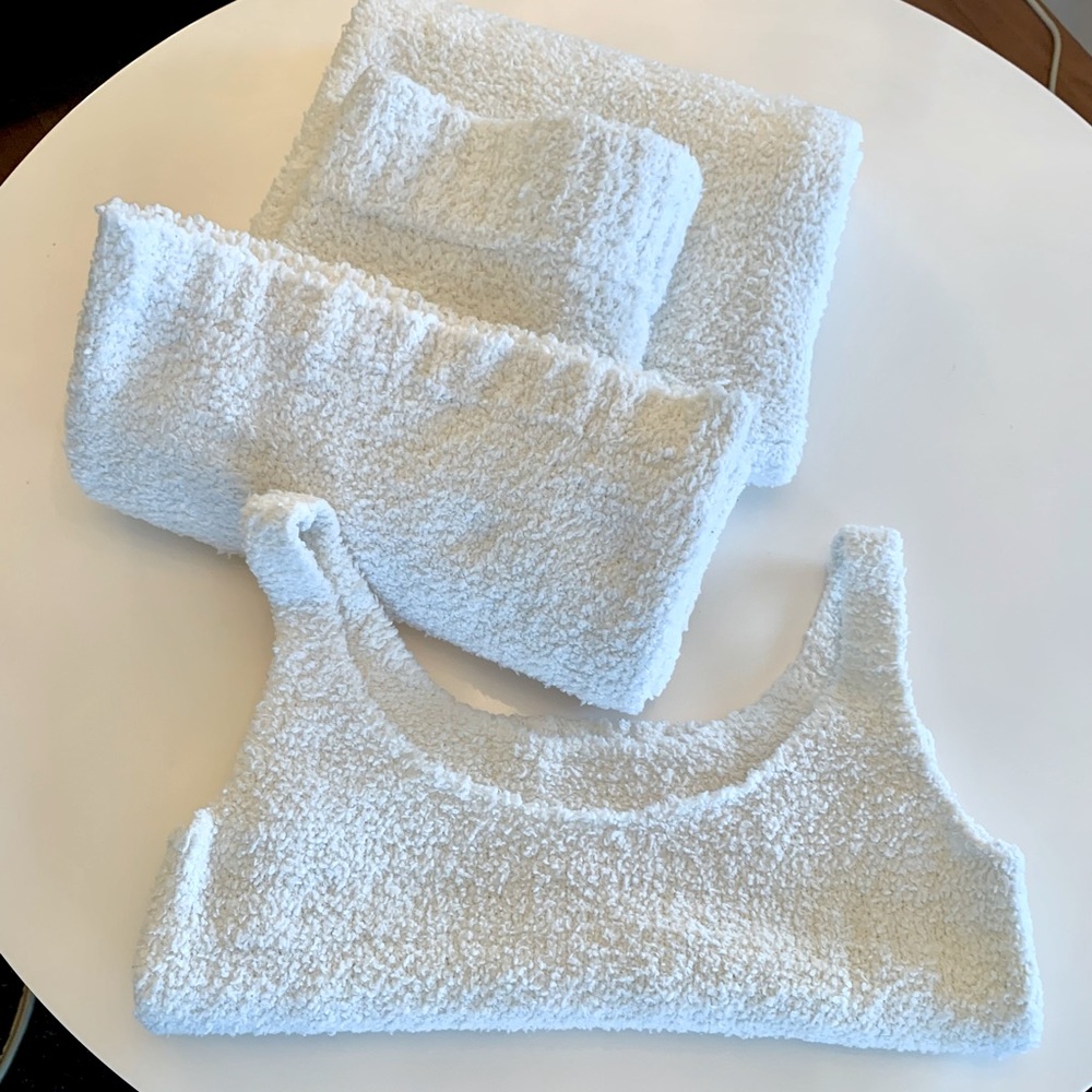 SKIMS Cozy Set: Cozy Knit Pant + Cozy Knit Tank (Bone)